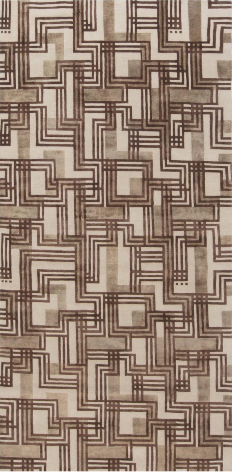 Doris Leslie Blau Collection Modern Geometric Hand Knotted Silk Runner