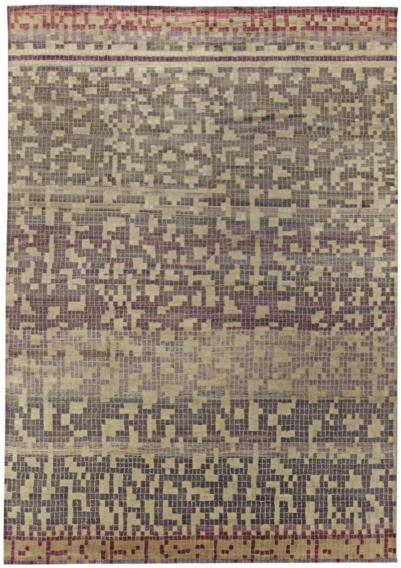 Doris Leslie Blau Collection Modern Geometric Pool Tile Handmade Wool Rug