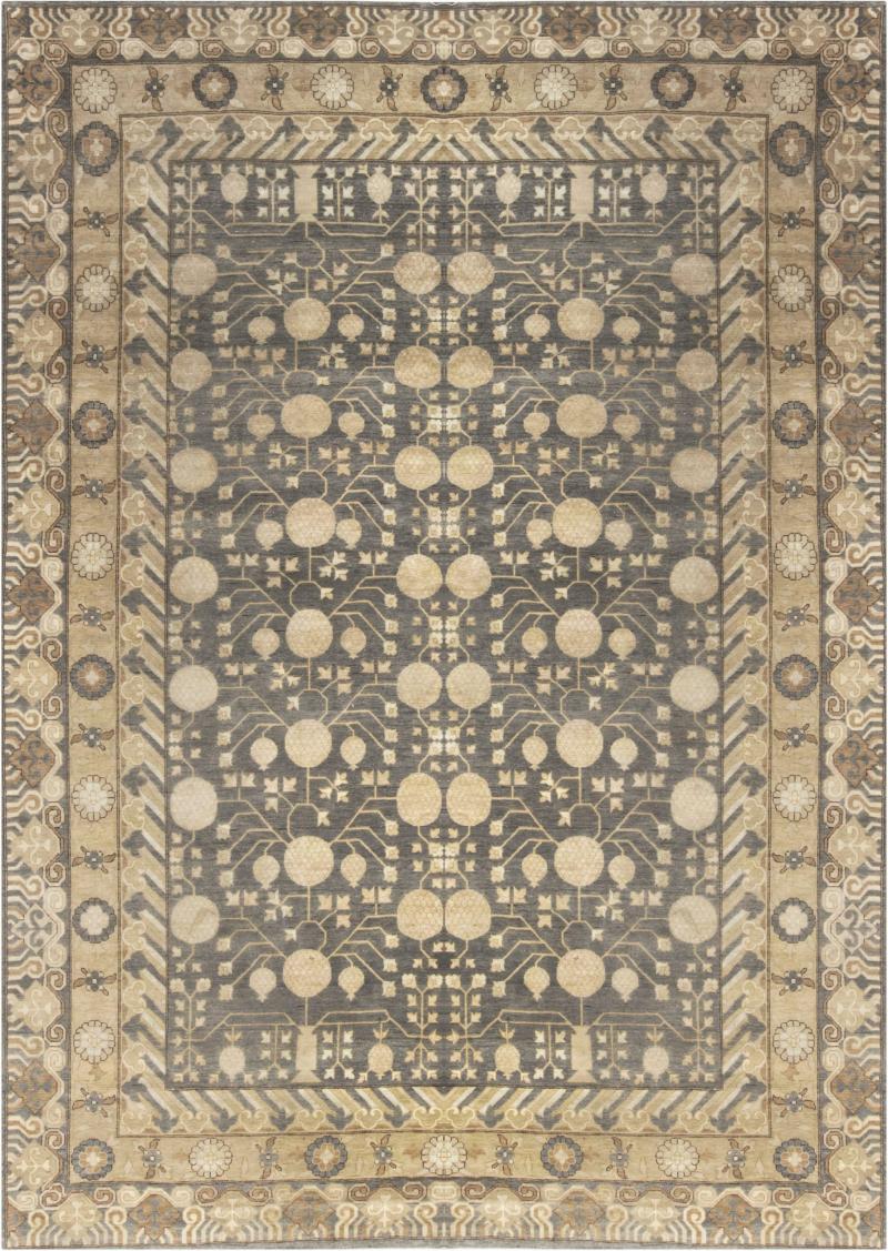 Doris Leslie Blau Collection Modern Samarkand Style Blue Beige Gold Handmade Rug