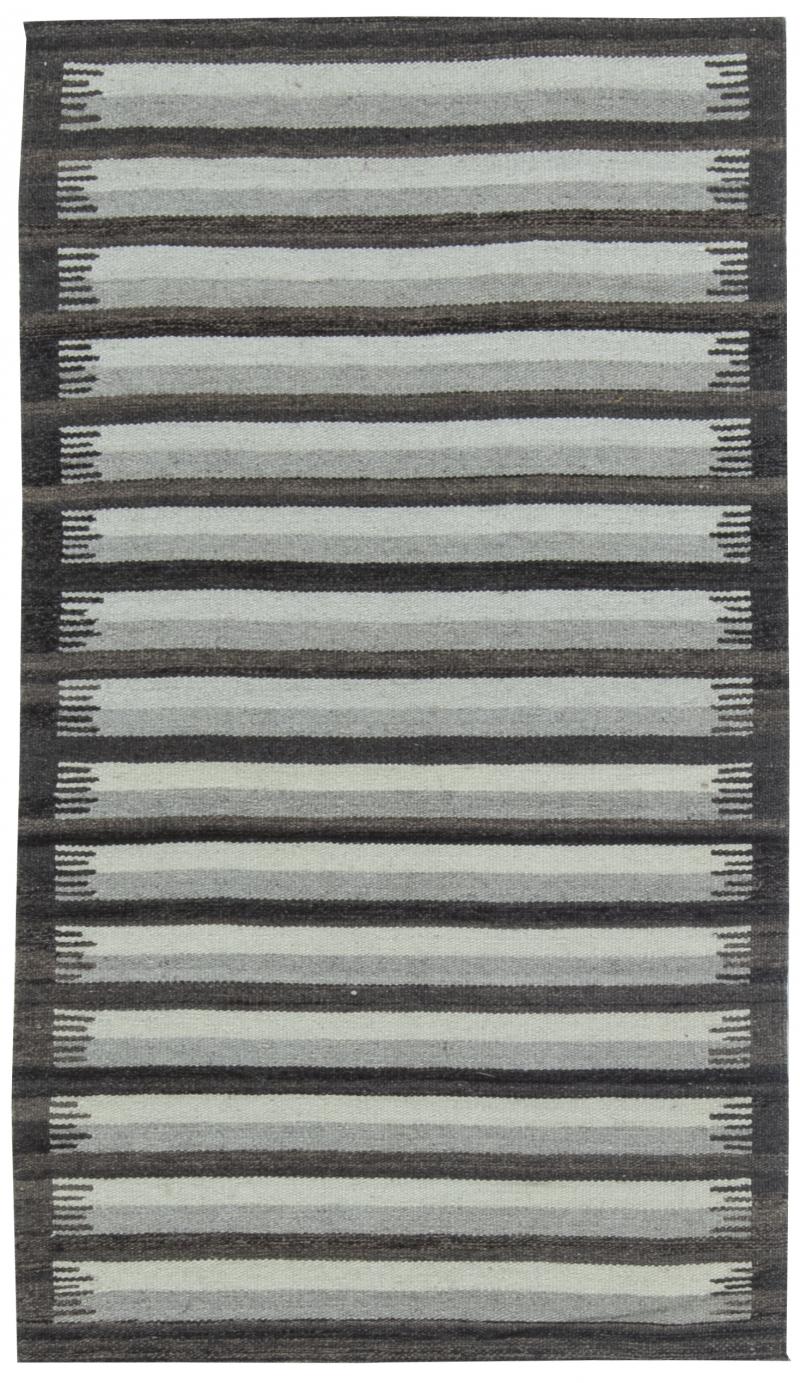 Doris Leslie Blau Collection Modern Striped Gray Anthracite Flat Weave Wool Rug