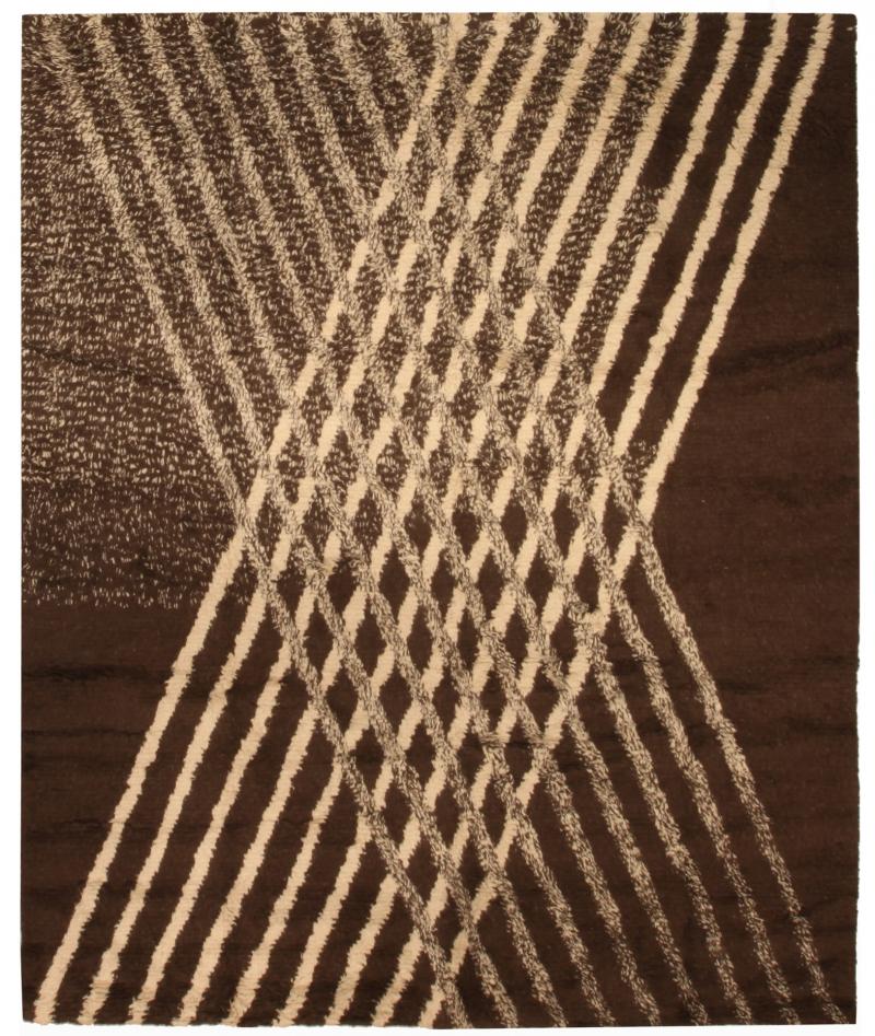 Doris Leslie Blau Collection Moroccan Style Brown Ivory Handmade Wool Rug