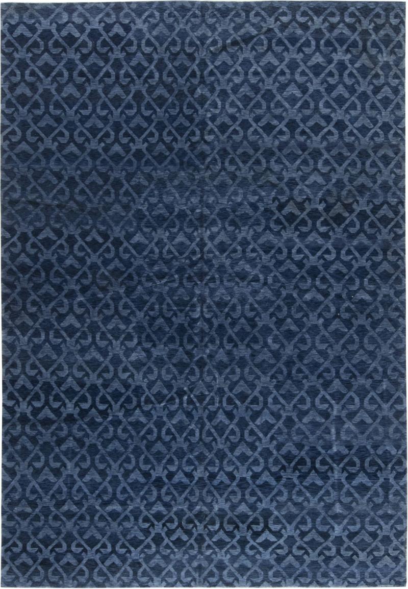 Doris Leslie Blau Collection Navy Blue Handcrafted Pashmina Euro Rug