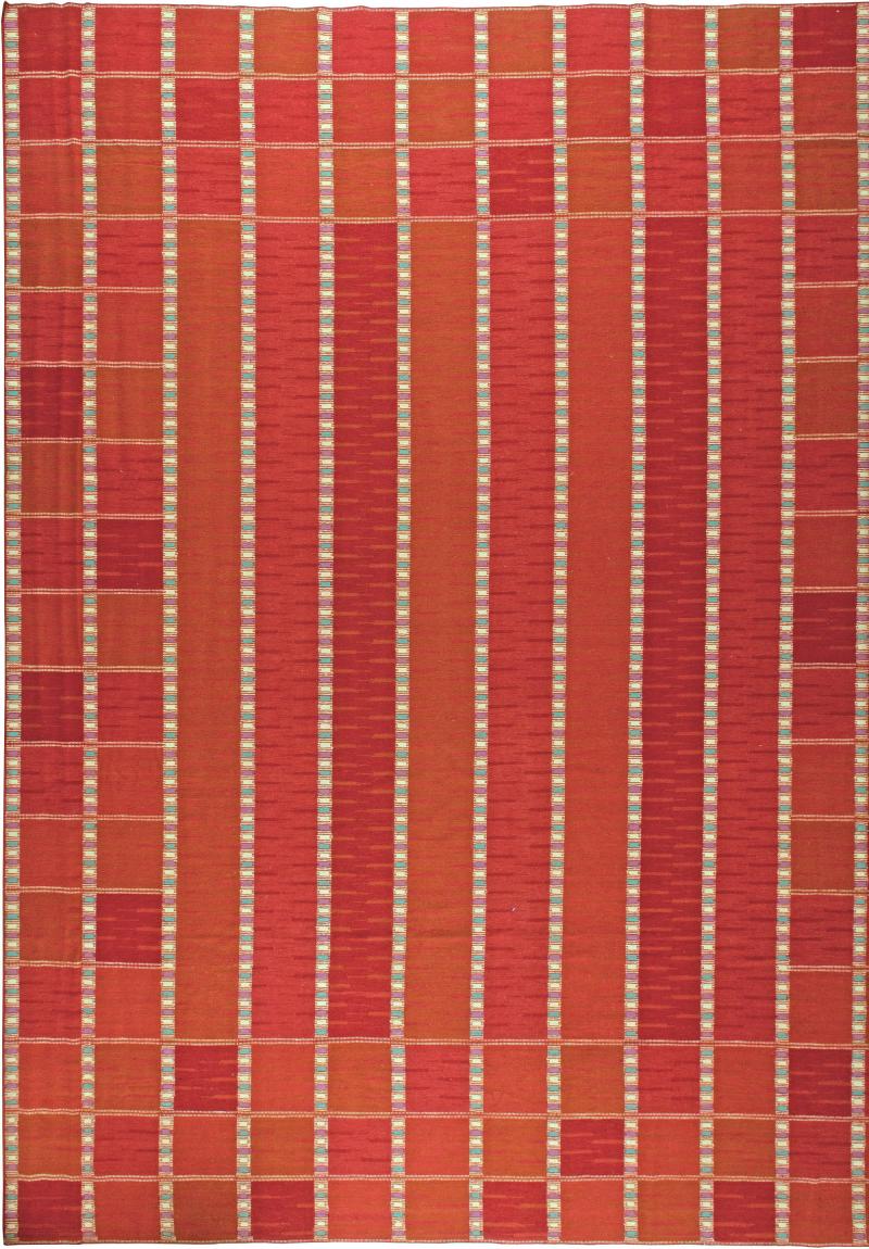 Doris Leslie Blau Collection Oversized Swedish Style Red Orange Flat weave Rug