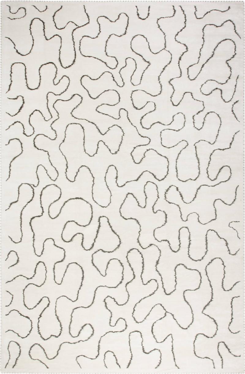 Doris Leslie Blau Collection Ribbon Design White Handmade Wool Rug