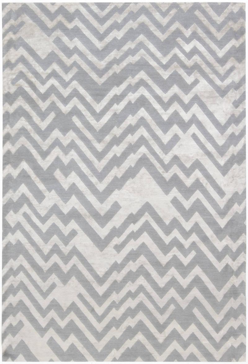 Doris Leslie Blau Collection Rocky Peaks Rug in Gray Beige Geometric Design