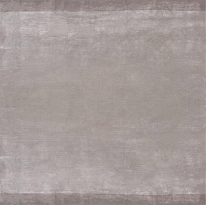Doris Leslie Blau Collection Solid Steel Gray and Taupe Handmade Silk Rug