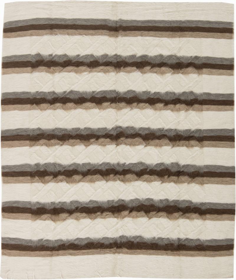Doris Leslie Blau Collection Taurus Rug in White Grey and Brown Stripes