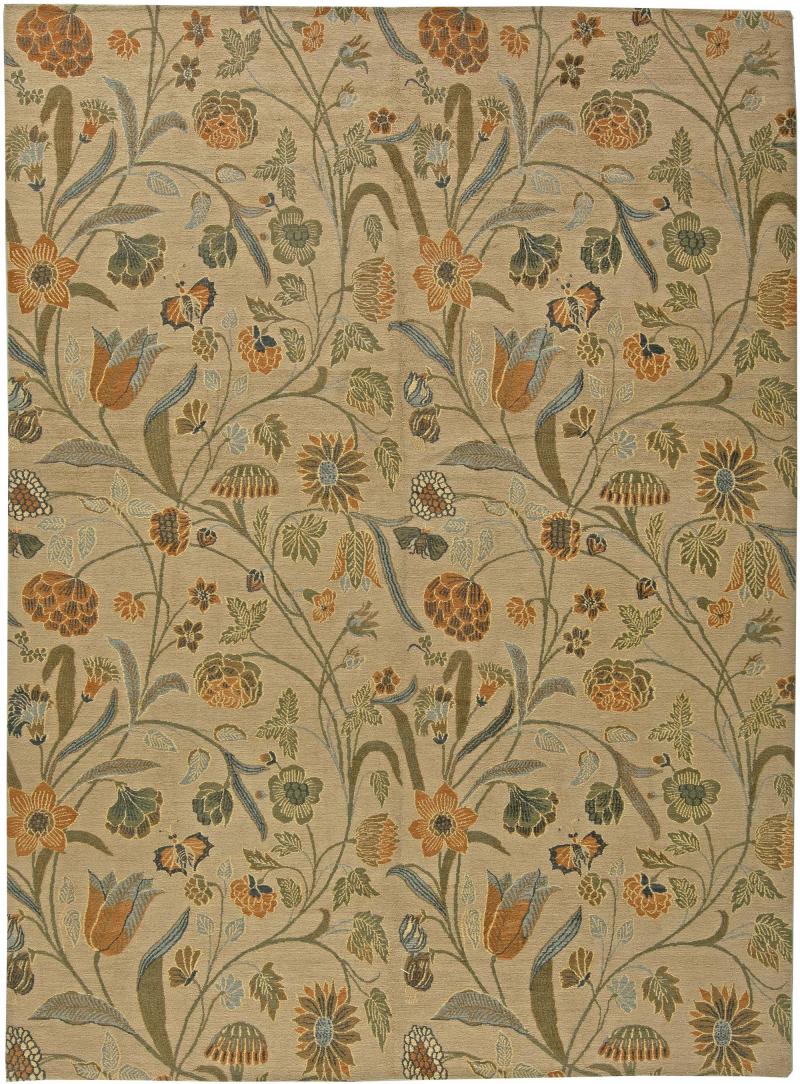 Doris Leslie Blau Collection Tibetan European Inspired Floral Handmade Wool Rug
