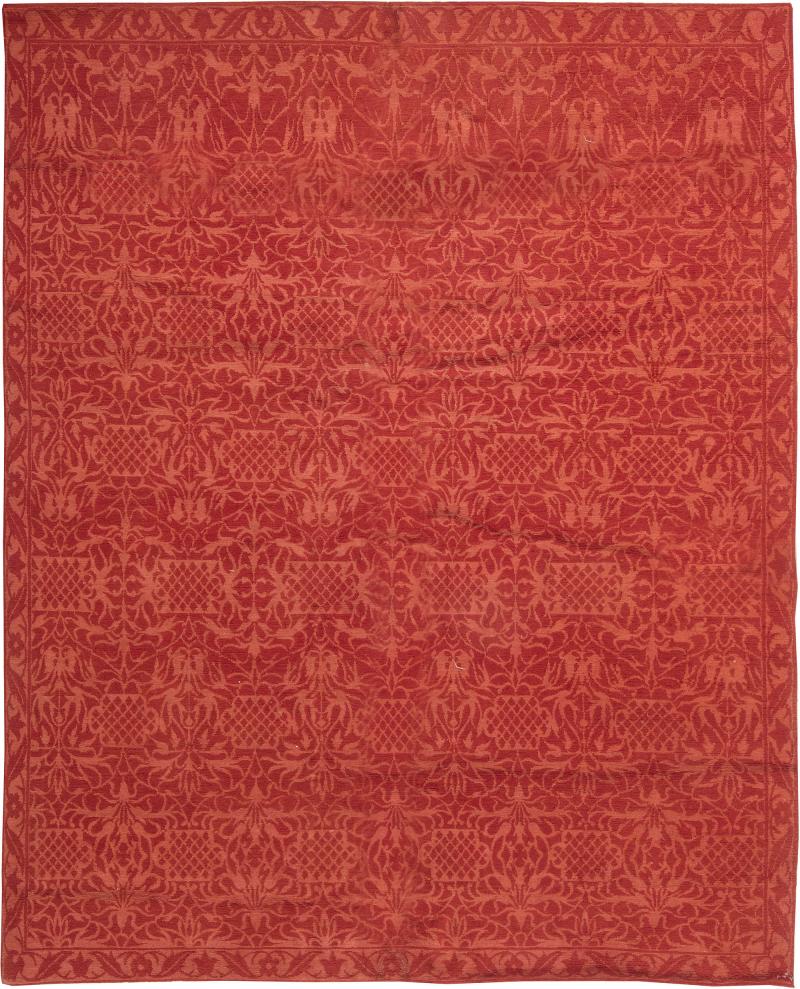 Doris Leslie Blau Collection Tibetan Red Floral Design Handmade Wool Rug