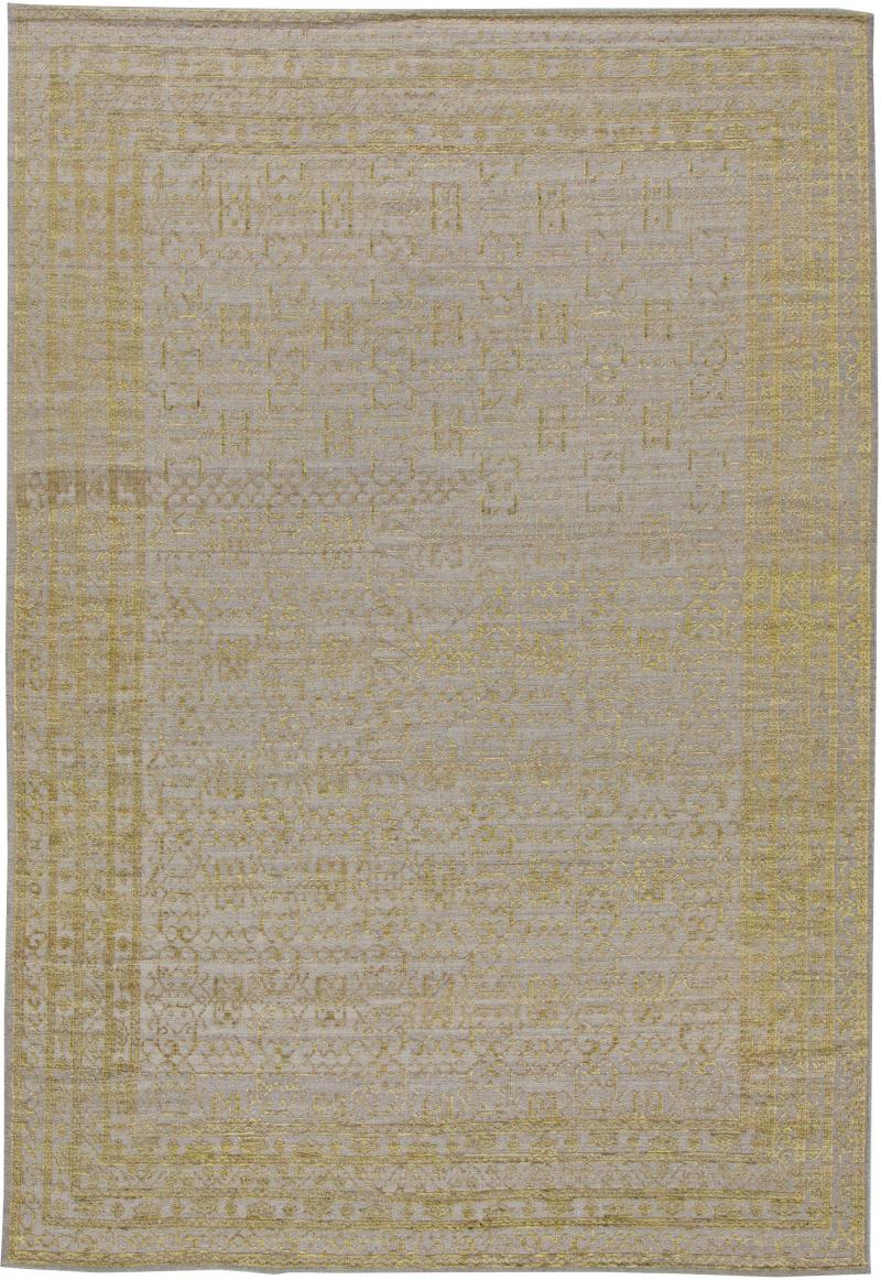 Doris Leslie Blau Collection Traditional Samarkand Gold Taupe Handmade Wool Rug