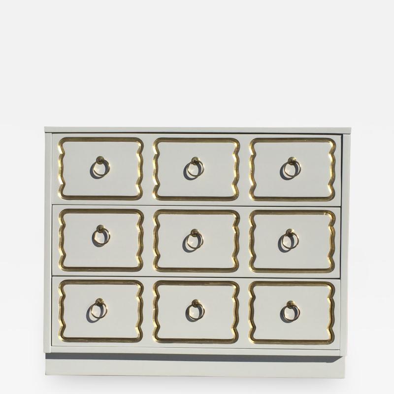 Dorothy Draper Cream Lacquered Espana Chest of Drawers by Dorothy Draper