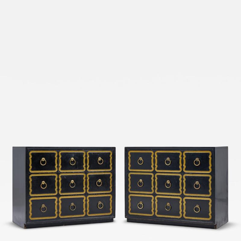 Dorothy Draper Dorothy Draper Espa a Mid Century Black and Gold Chest Dressers Pair