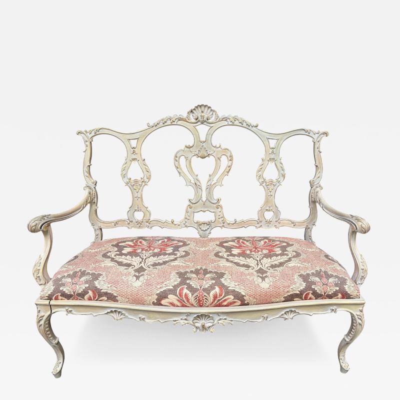 Dorothy Draper Lovely French Louis XV Style Parlor Bench Openwork Backrest Dorothy Draper