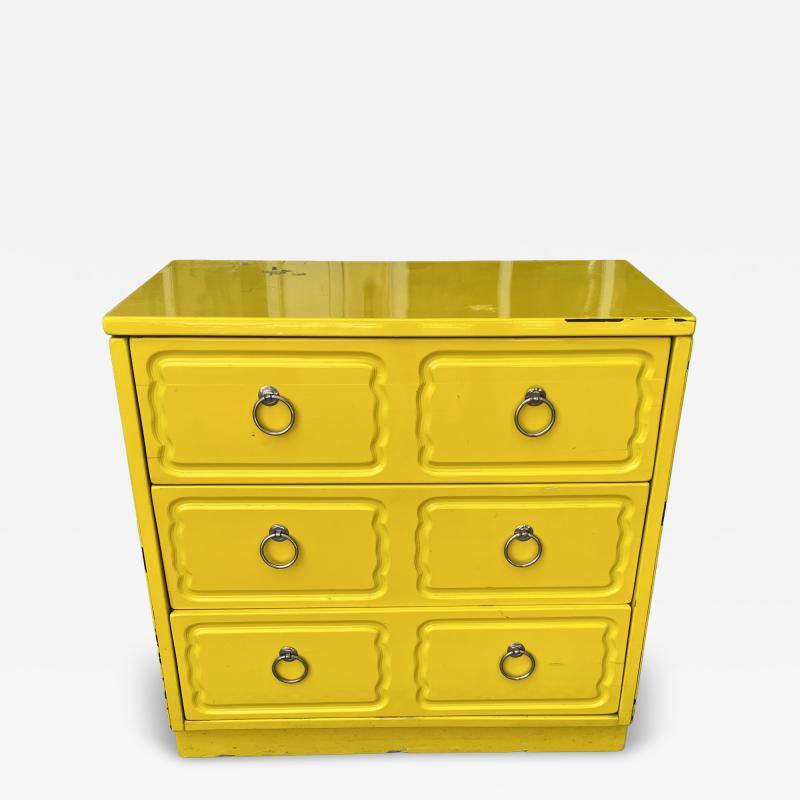 Dorothy Draper MID CENTURY YELLOW LACQUER CABINET IN THE STYLE OF DOROTHY DRAPER