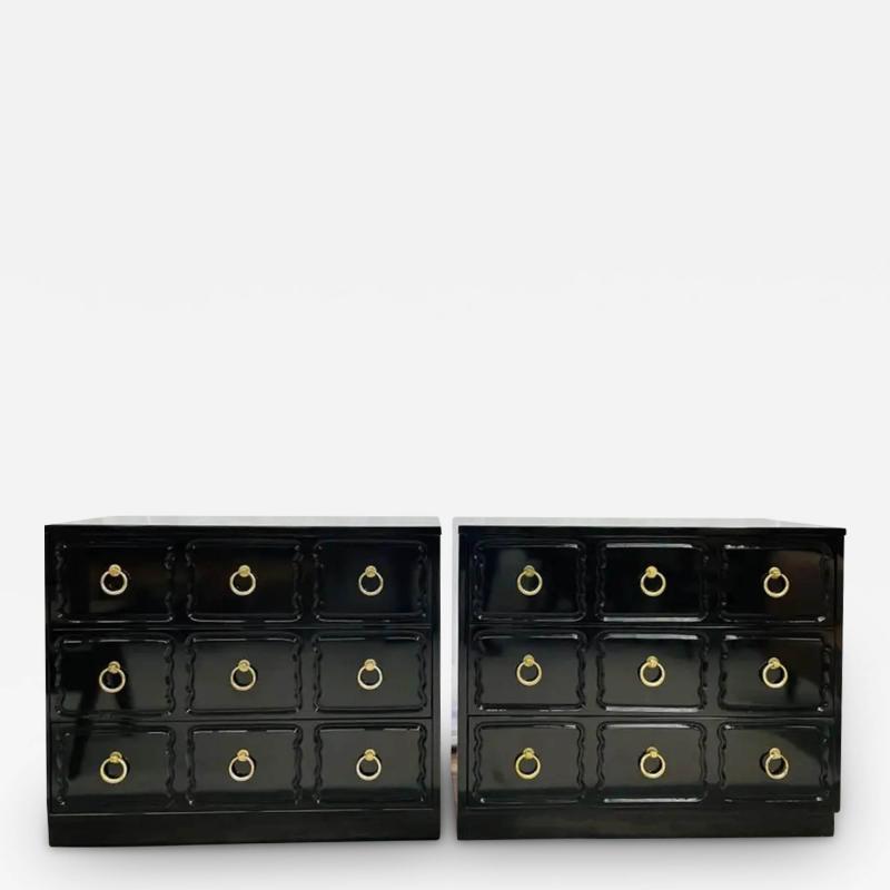 Dorothy Draper Pair Mid Century Modern Ebony Commodes Nightstands Chests Dorothy Draper Style