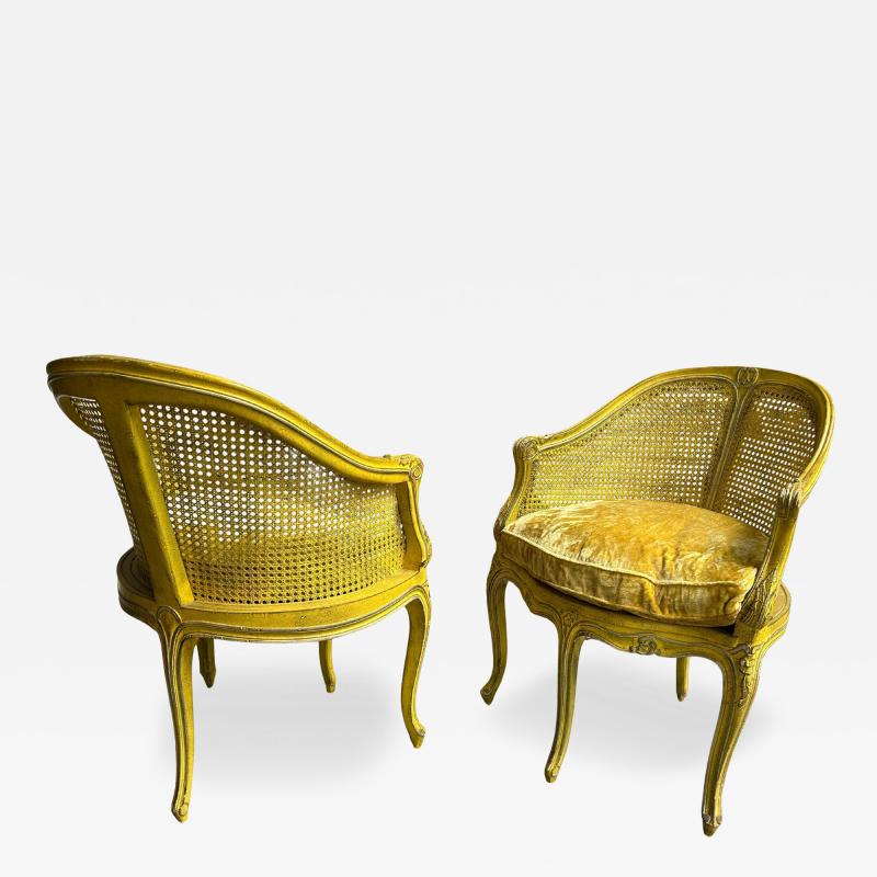 Dorothy Draper Stunning Pair Louis XV Style French Caned Corner Chairs