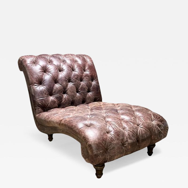 Double Wide Tufted Leather Chaise Lounge