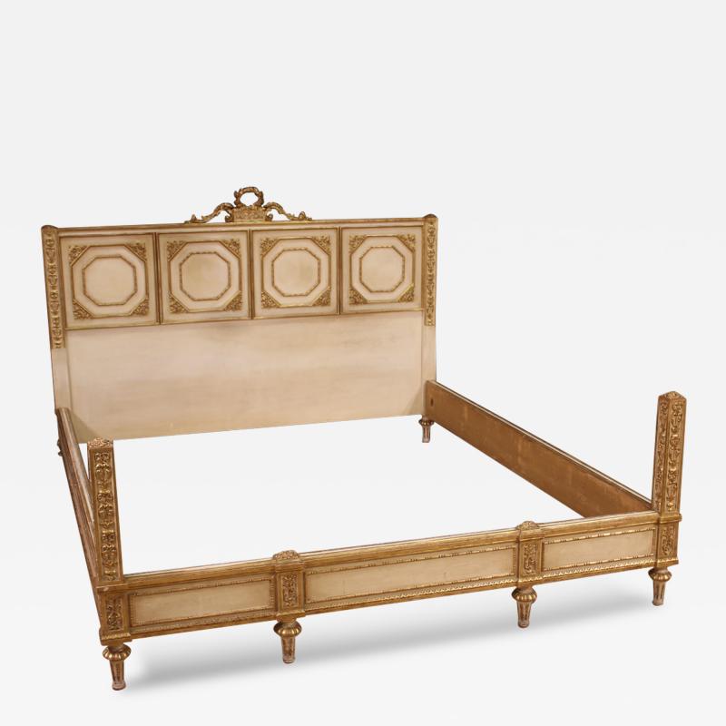 Double bed in Louis XVI style sculpted lacquered and gilded