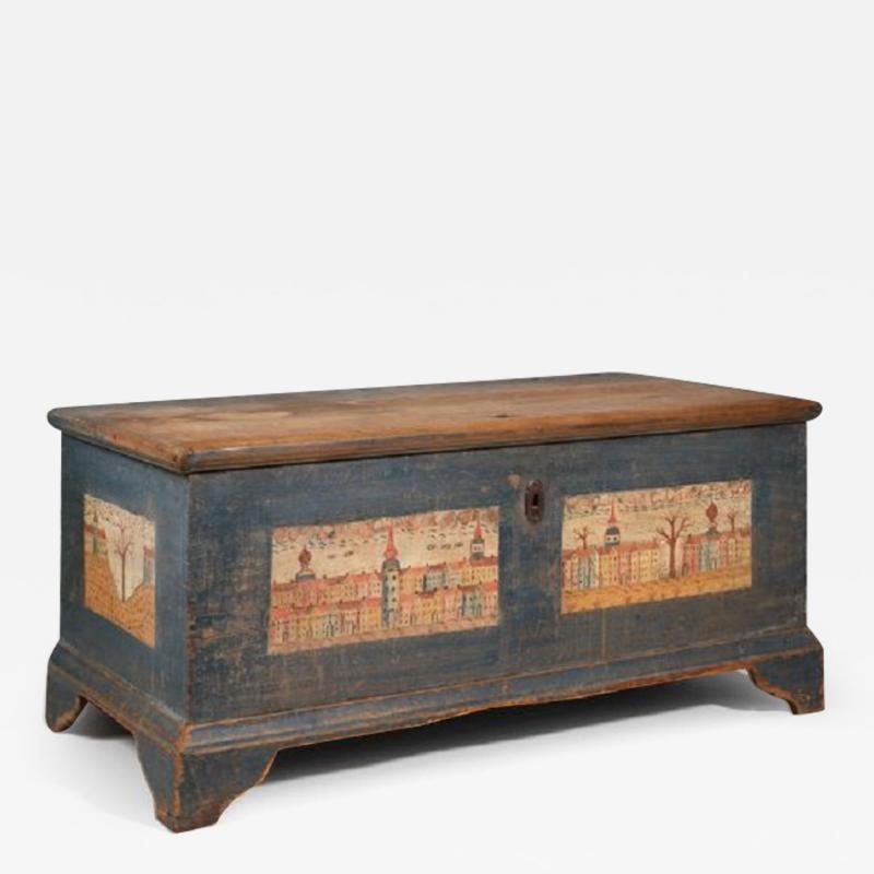 Dower Chest with Rare Scenic Decoration