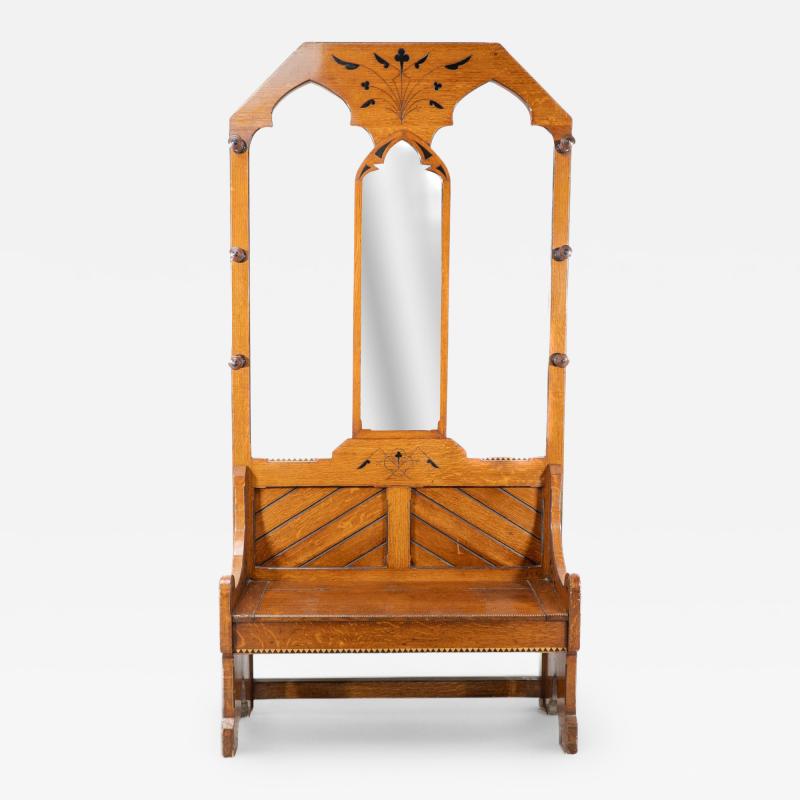 Dr C Dresser Style Of Aesthetic Movement Oak Hallstand with Floral Decoration