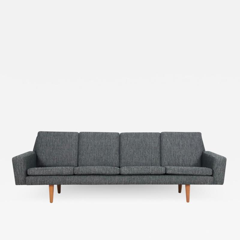 Dramatic Scandinavian Modern Four Place Sofa w Teak Legs