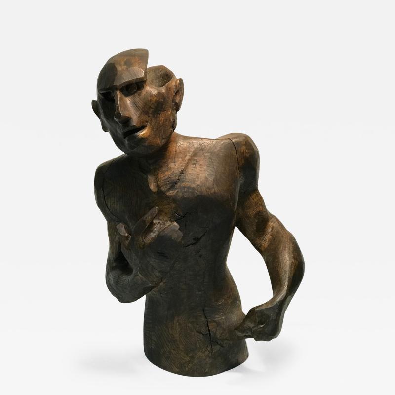 Dramatic Sycamore Wood Sculpture of a Mans Figure