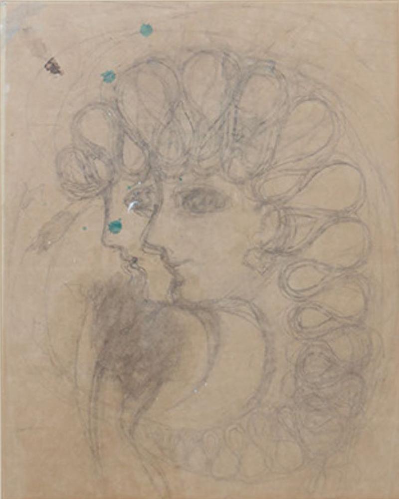 Drawing in Pencil by Gio Ponti Italy 1950s