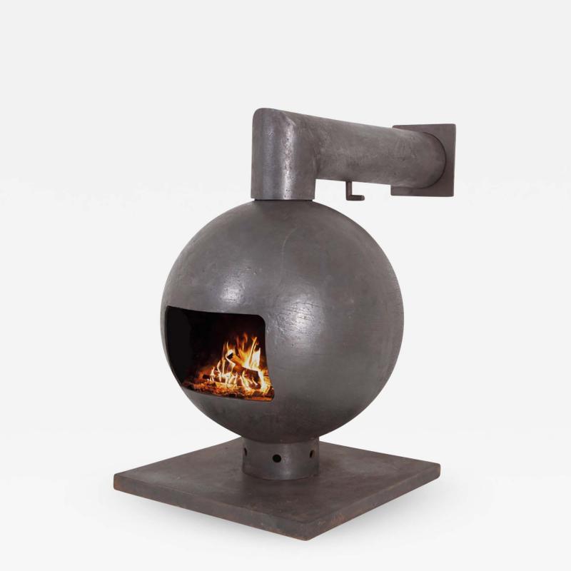Dries Kreijkamp Brutalist Spherical Fireplace by Dries Kreijkamp in Cast Iron 1960s