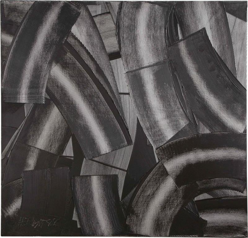 Duayne Hatchett Abstract Black and White Trowel Painting by Duayne Hatchett
