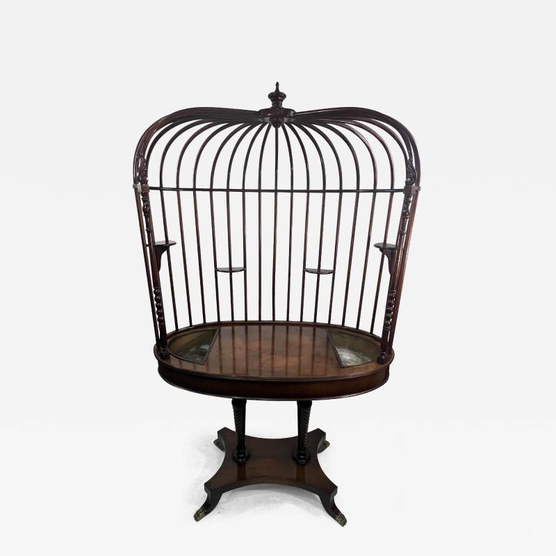 Duncan Phyfe ANTIQUE MAHOGANY DUNCAN PHYFE STYLE BIRDCAGE PLANTER