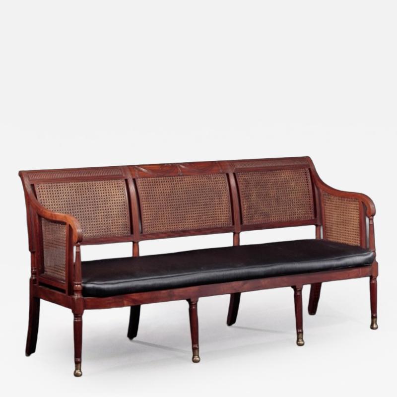Duncan Phyfe Federal Scroll Back Caned Sofa