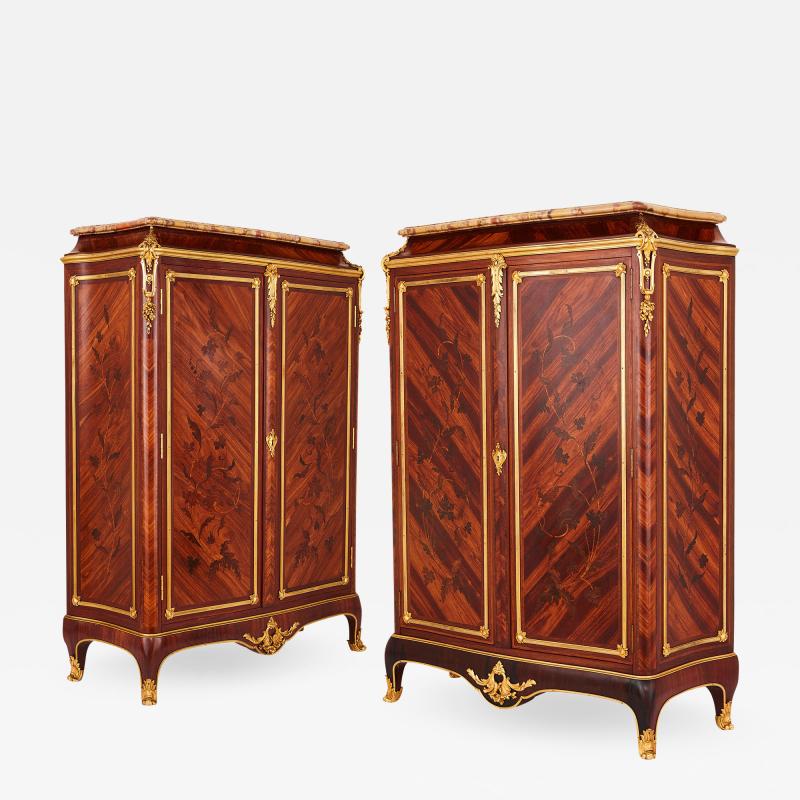 Durand Pair of gilt bronze mounted marquetry cabinets by Durand