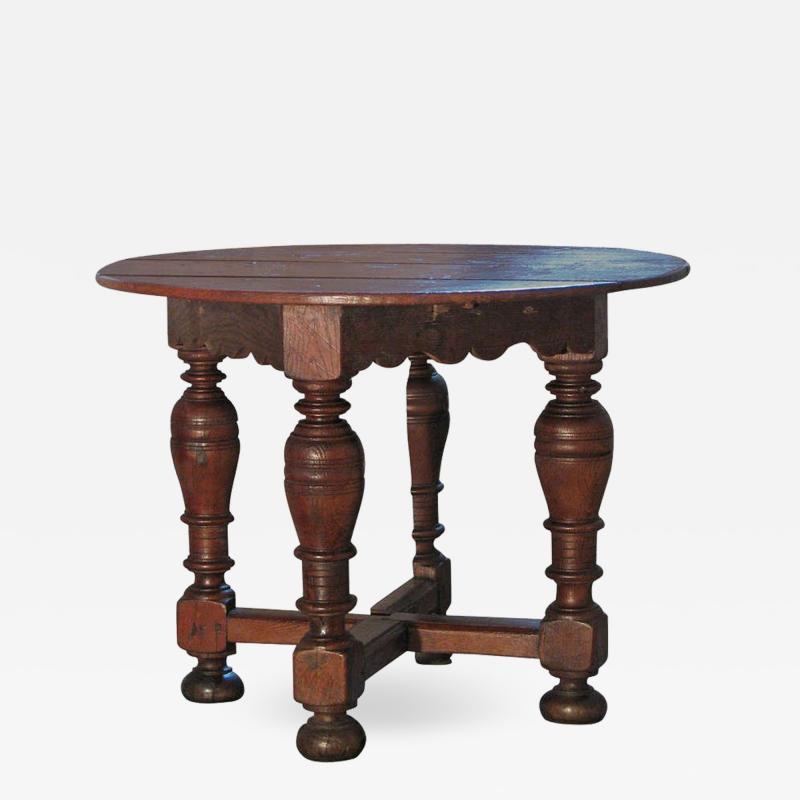 Dutch 18th century round Drop Leaf Table or Demilune Console