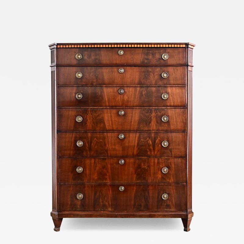 Dutch 19th Century Seven Drawer Mahogany Chest