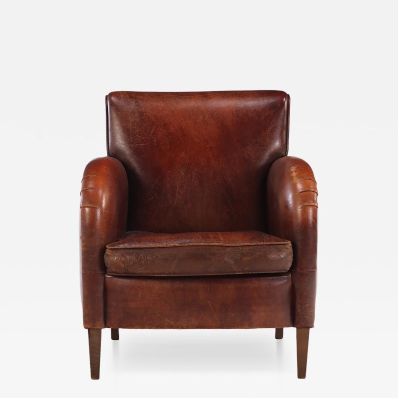 Dutch Art Deco Style Leather Club Chair C 1960 