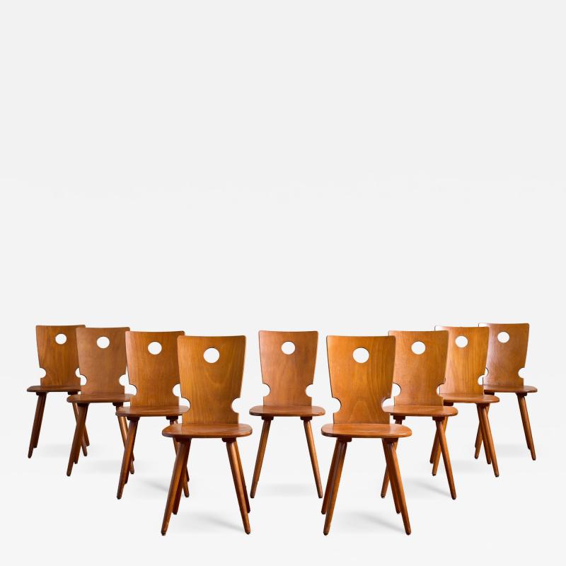 Dutch Brutalist Dining Chairs Set of 9