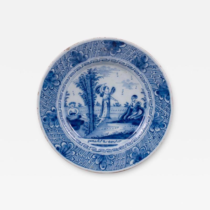 Dutch Delft Blue and White Biblical Plate c 1760 80