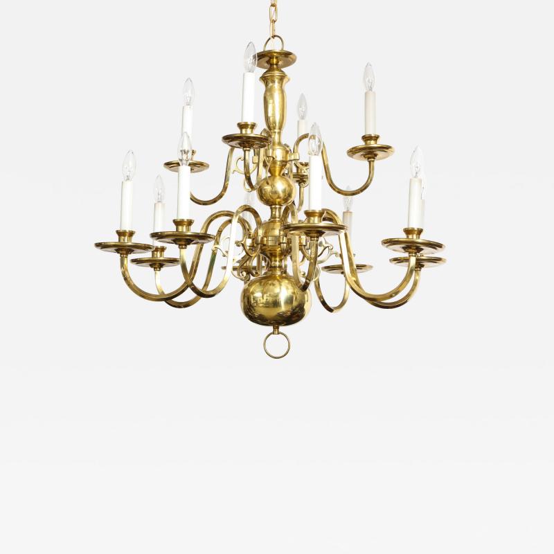 Dutch Mid Century Brass Chandelier