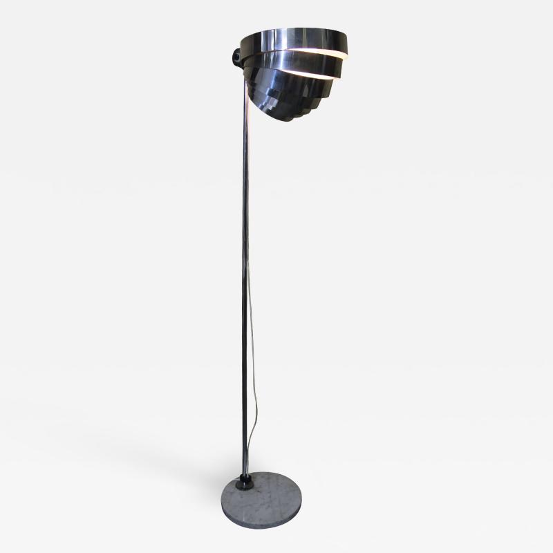 E R Nele Chrome Visor Floor Lamp with Marble Base