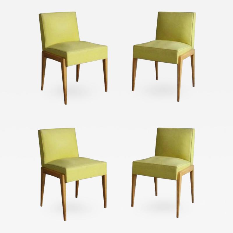 E Verot et R Clement Set of Four French 1950s Sycamore Chairs by Verot et Clement