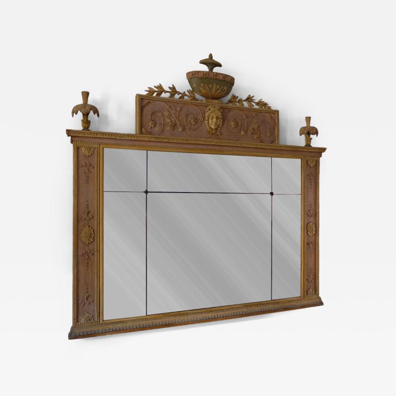 EARLY 19TH CENTURY CARVED WOOD OVERMANTEL MIRROR ITALY