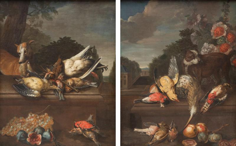 EARLY 19TH FRENCH SCHOOL PAIR OF STILL LIFES WITH GAME OIL ON CANVAS