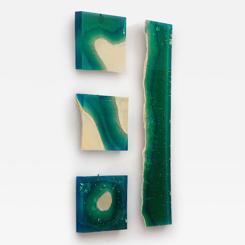 EDUARD LOCOTA Aqua Blocks Contemporary Wall Sculpture by Eduard Locota Acrylic Glass Marble