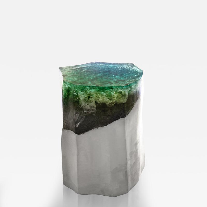 EDUARD LOCOTA Etretat Side Table Stool by Eduard Locota Acrylic Glass Jesmonite