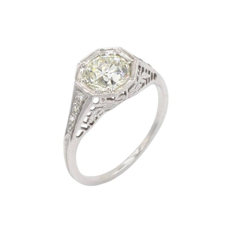 EDWARDIAN 1 25 CT OLD EUROPEAN CUT DIAMOND AND PLATINUM RING CIRCA 1910