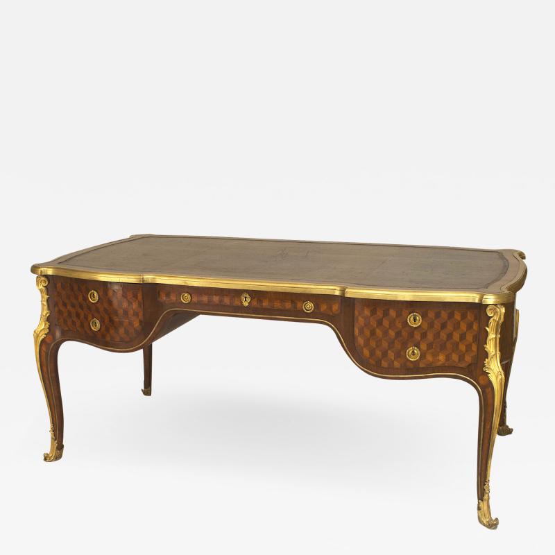 ELEGANTLOUIS XV STYLE MARQUETRY DESK BUREAU PLAT