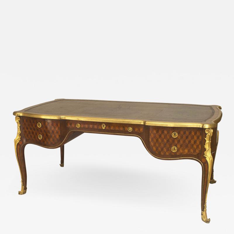 ELEGANTLOUIS XV STYLE MARQUETRY DESK BUREAU PLAT