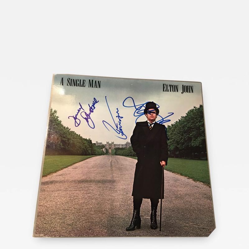 ELTON JOHN A SINGLE MAN AUTOGRAPHED ALBUM COVER