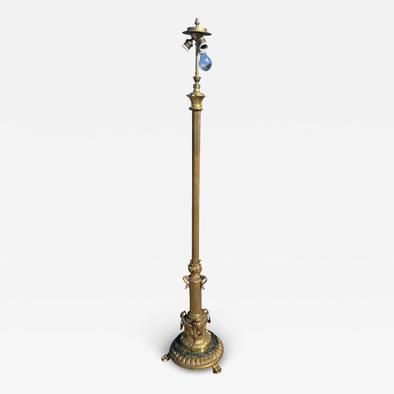 EMPIRE DORE BRONZE AND MARBLE WITH PANELS OF ANGELS FLOOR LAMP