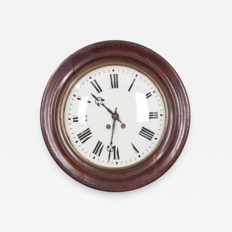 ENGLISH 19TH CENTURY ROUND OAK WALL CLOCK